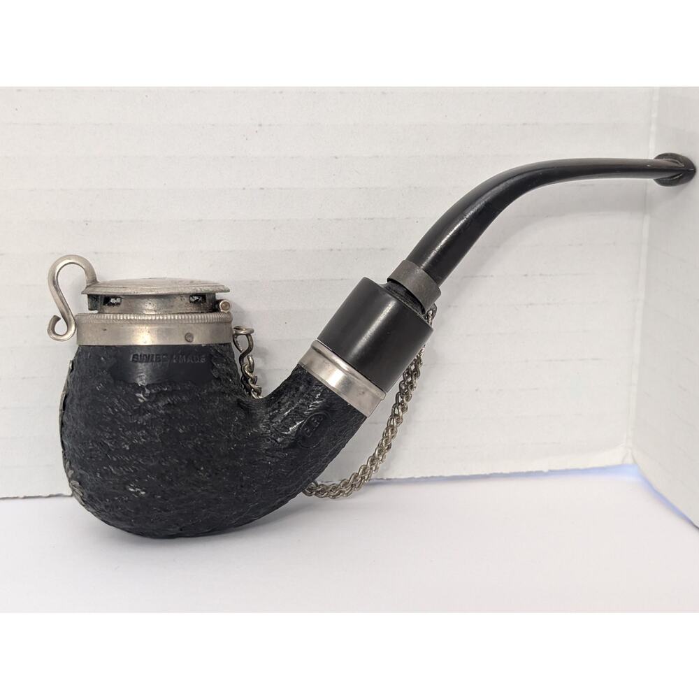 Vintage BBK Swiss Made Lidded Tobacco Pipe Rusticated Briar Edelweiss Chamois